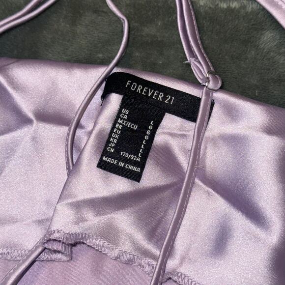 Forever 21 Lilac Lavender Mini Slip Dress Satin Like Women's Size Large Cocktail - Picture 4 of 8